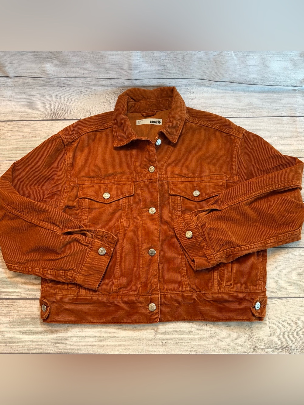 Topshop MOTO Burnt Orange Corduroy Trucker Jacket